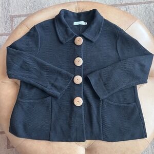 Willow Oversized Knit Cardigan Sweater Womens XL Black Lagenlook Art Teacher
